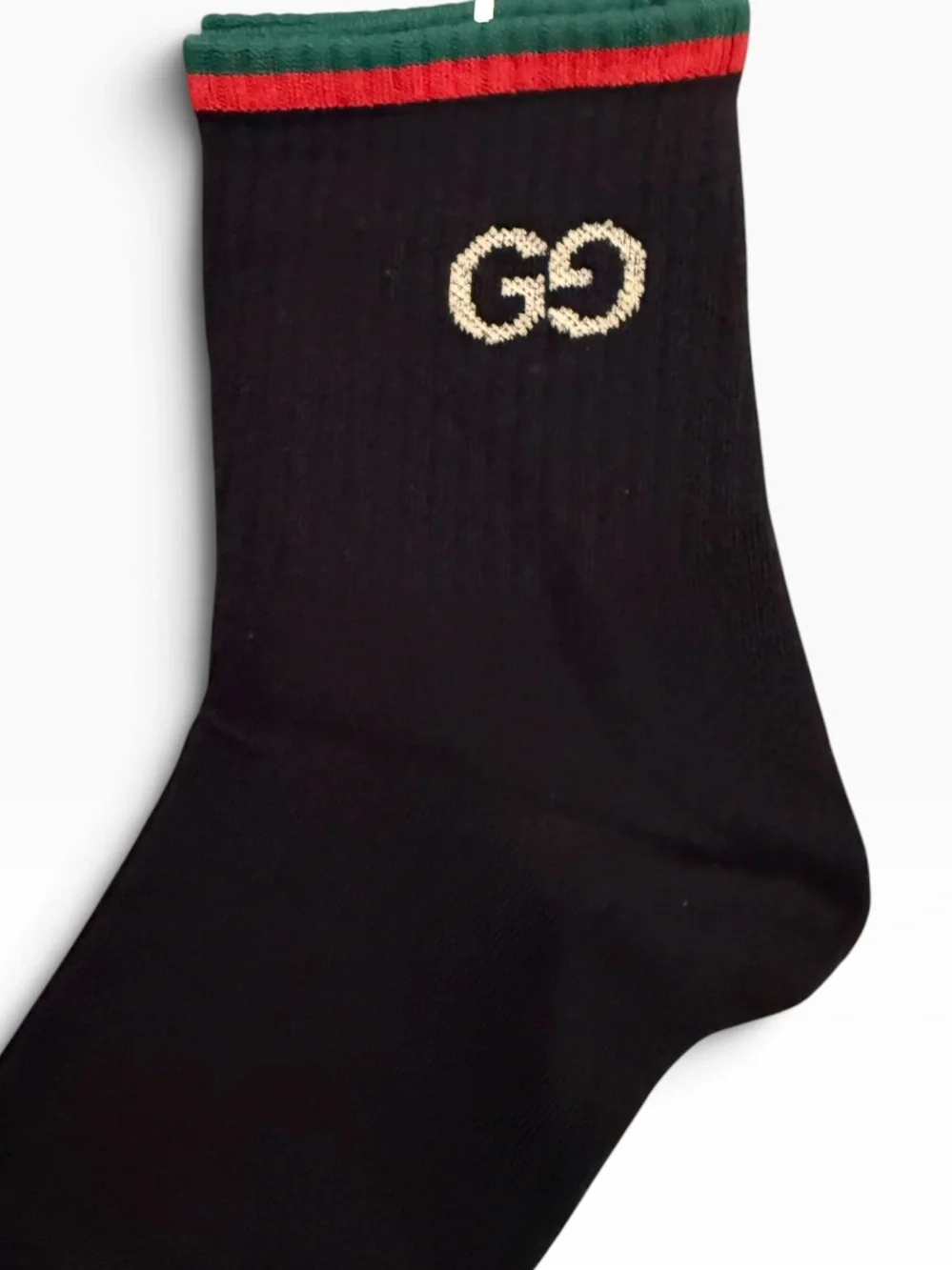 2 Pair Gucci Outlet Men's Logo Crew Socks in Brown and Tan with Web Stripe